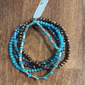 Turquoise and Bronze Beaded Bracelet Set
